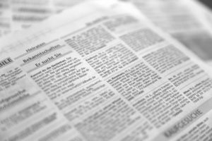 Kontaktanzeigen in Zeitung